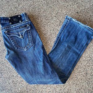 MISS ME BootCut Thick Brown Stitch Flap Pocket Jeans Size 26